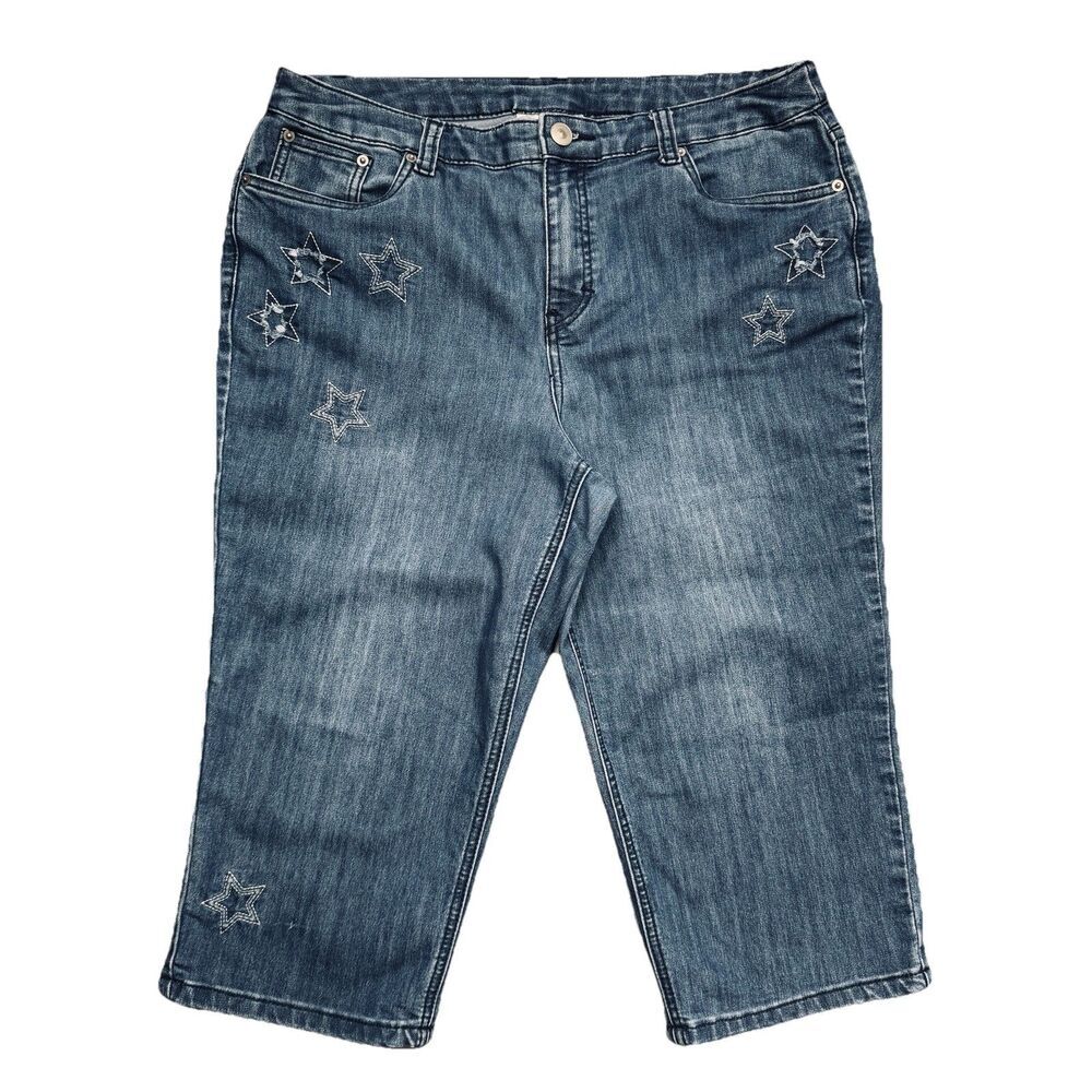 Christopher & Banks Skimmer Jeans Petite 12P (34x17) Blue Stars Denim Womens